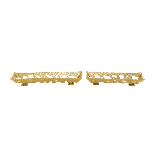 Gold Aluminum Contemporary Tray, Set of 2" 29", 23"
